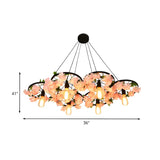 Black Wagon Wheel Metal Flower Edison Bulb Chandelier Image - 9