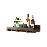 Black Wall-Mounted Wood Wine Rack Set with Glass Holder Image - 19