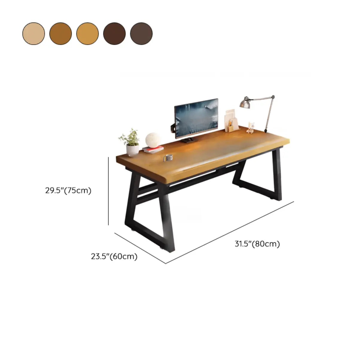 Black Walnut Rectangle Butcher Block  Sled Writing Desk 