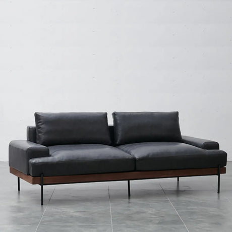 Black Water Resistant Leather Loveseat with Pillow Image - 1