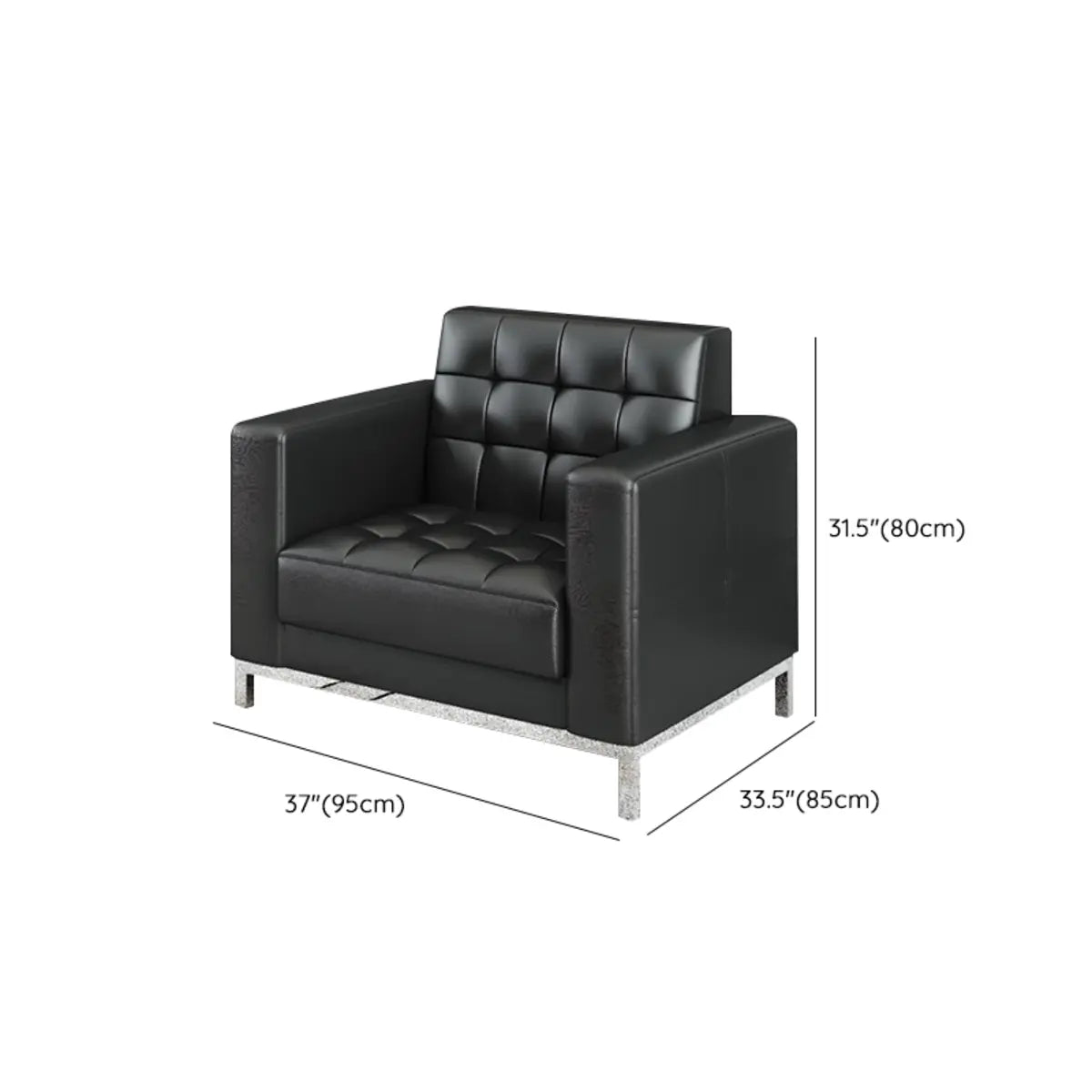 Black Waterproof Faux Leather Office Sofa Seating Group 