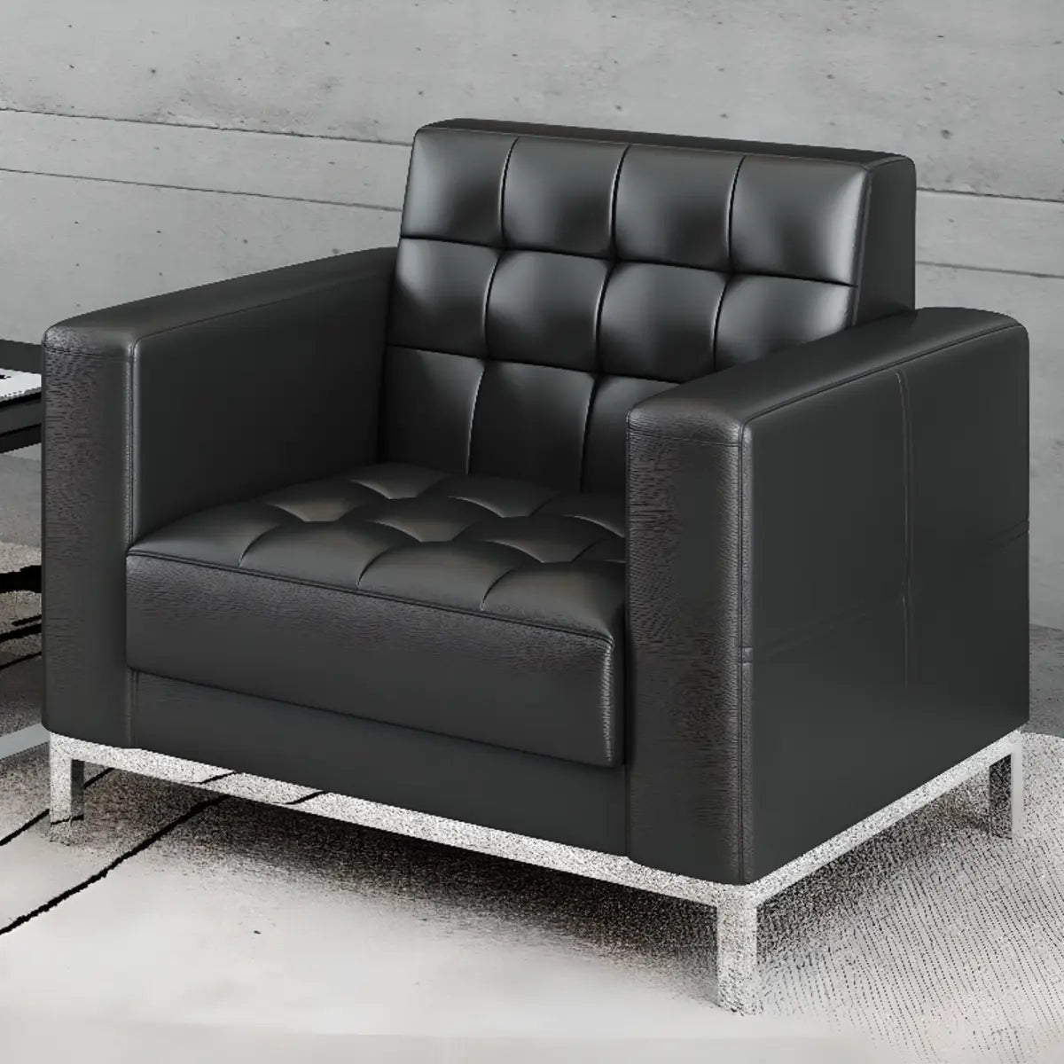 Black Waterproof Faux Leather Office Sofa Seating Group Image - 2