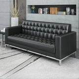 Black Waterproof Faux Leather Office Sofa Seating Group Image - 3