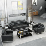 Black Waterproof Faux Leather Office Sofa Seating Group Image - 4