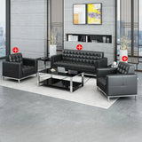 Black Waterproof Faux Leather Office Sofa Seating Group Image - 7