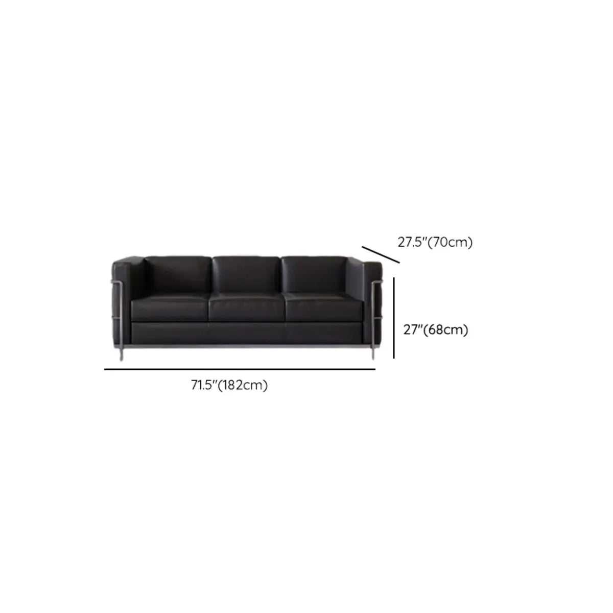 Black Waterproof Leather 3-Seater Sofa	with Arms Image - 15