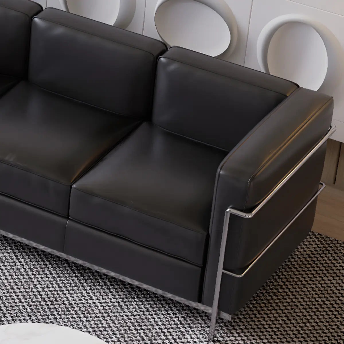 Black Waterproof Leather 3-Seater Sofa	with Arms Image - 7