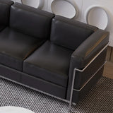 Black Waterproof Leather 3-Seater Sofa	with Arms Image - 7