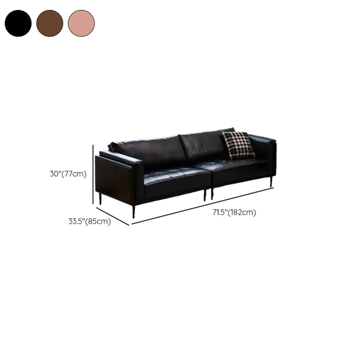 Black Waterproof Leather Upholstered Back Pillow Sofa 