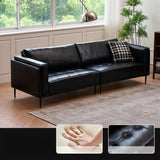 Black Waterproof Leather Upholstered Back Pillow Sofa Image - 2