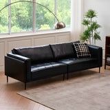 Black Waterproof Leather Upholstered Back Pillow Sofa Image - 4