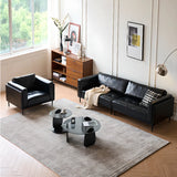 Black Waterproof Leather Upholstered Back Pillow Sofa Image - 6