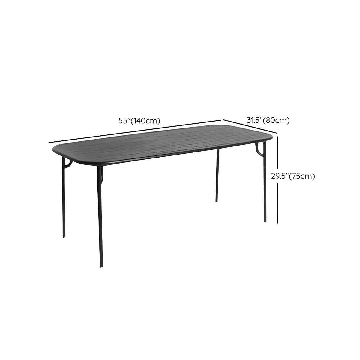 Black Waterproof Metal Square Outdoor Coffee Table 