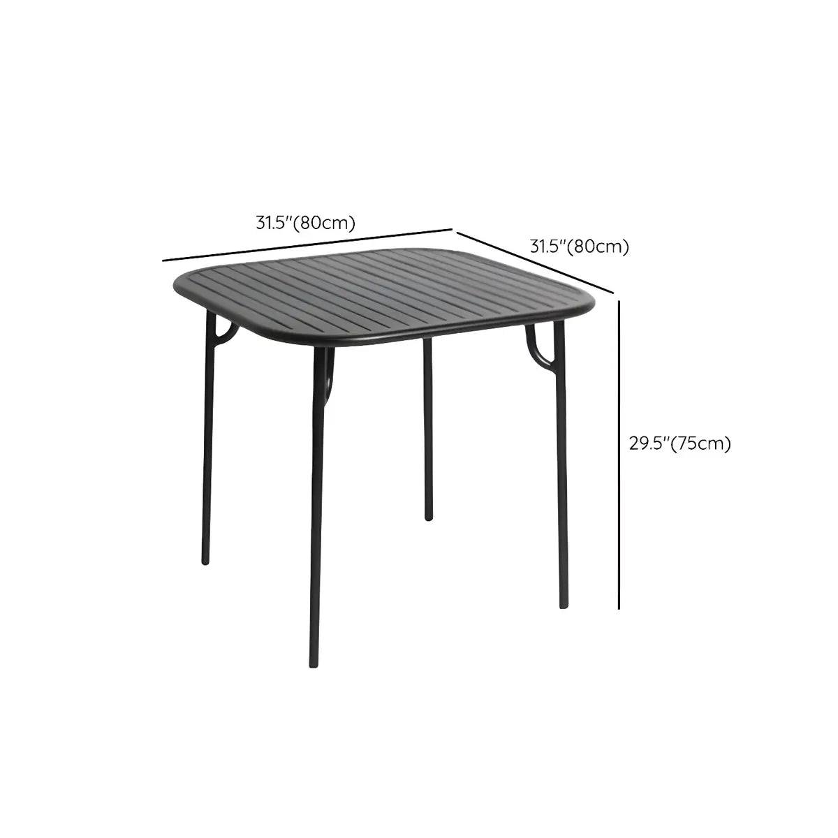 Black Waterproof Metal Square Outdoor Coffee Table Image - 14