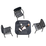 Black Waterproof Metal Square Outdoor Coffee Table Image - 9