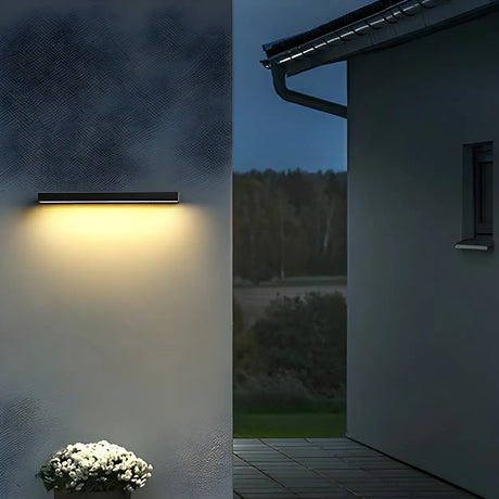 Black Waterproof Rectangular Metal Outdoor Wall Light Image - 2