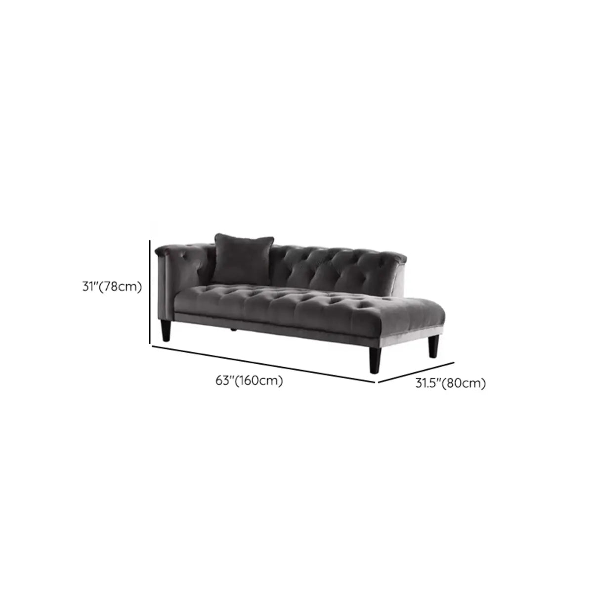 Black Waterproof Tufted Left-Arm Wood Frame Chaise Image - 10