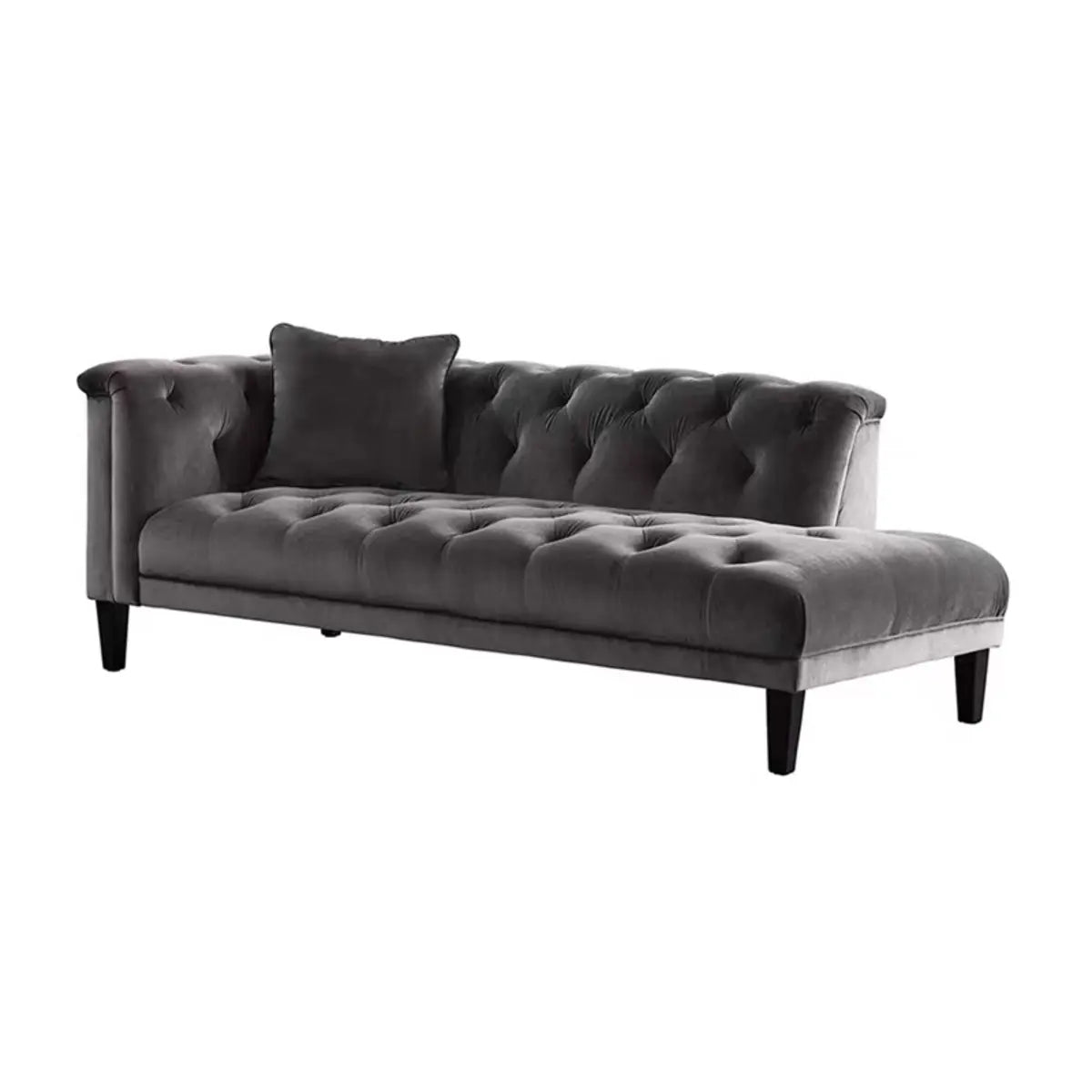 Black Waterproof Tufted Left-Arm Wood Frame Chaise Image - 2