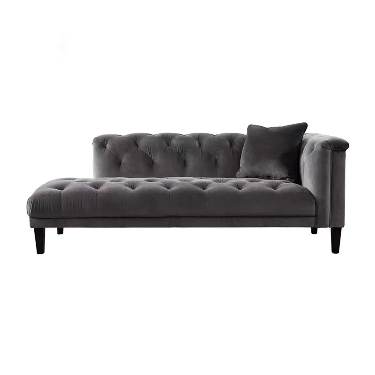 Black Waterproof Tufted Left-Arm Wood Frame Chaise Image - 3