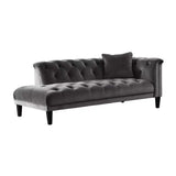 Black Waterproof Tufted Left-Arm Wood Frame Chaise Image - 4