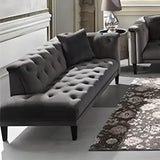 Black Waterproof Tufted Left-Arm Wood Frame Chaise Image - 5