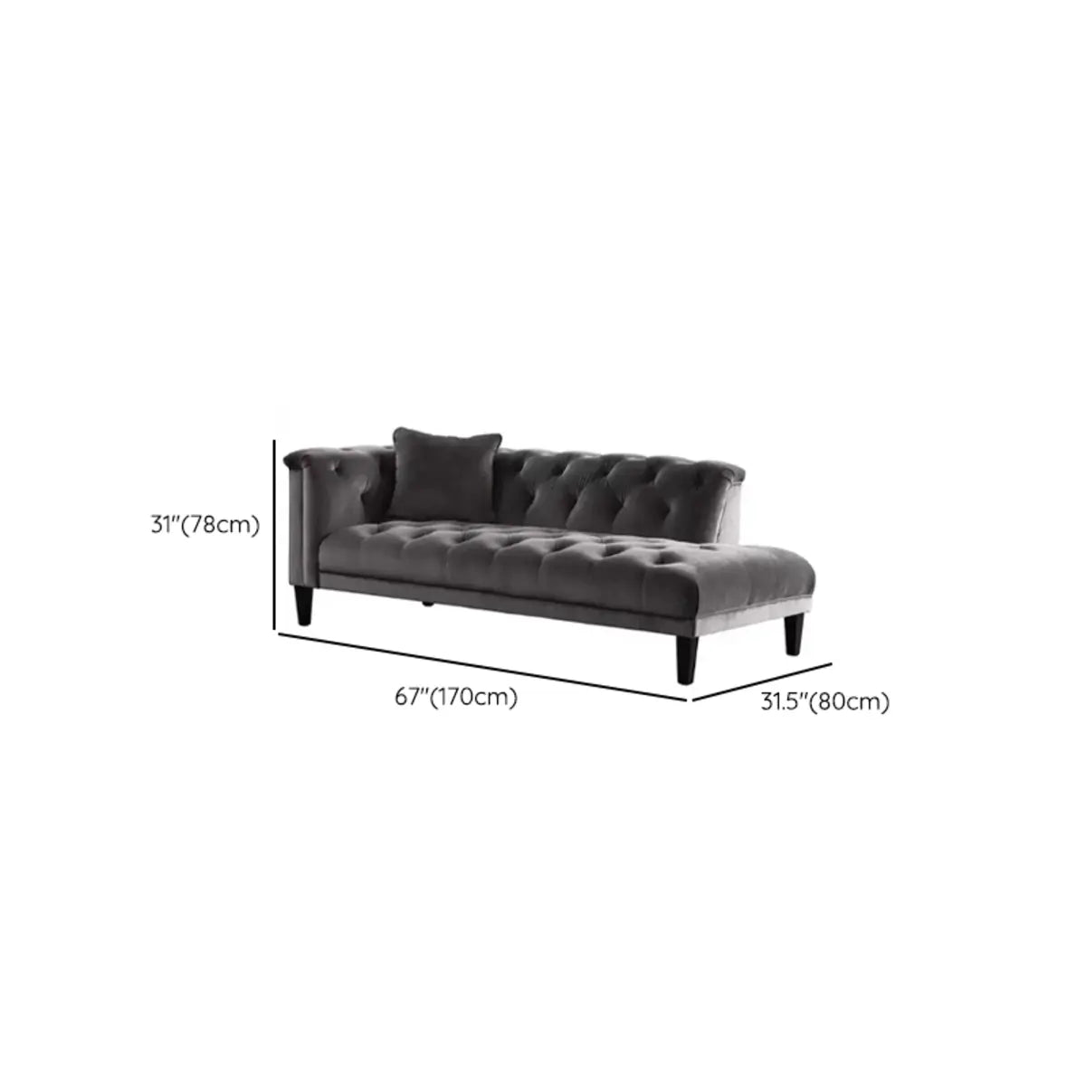 Black Waterproof Tufted Left-Arm Wood Frame Chaise 