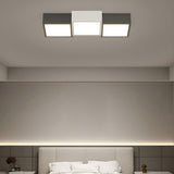 Black White Combination Square LED Flush Mount Light Image - 10