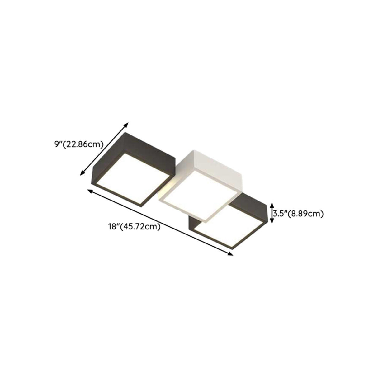 Black White Combination Square LED Flush Mount Light Image - 12