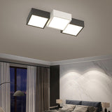 Black White Combination Square LED Flush Mount Light Image - 3