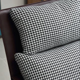 Black-White Cotton Plaid Pattern Metal Sled Arm Chair Image - 13