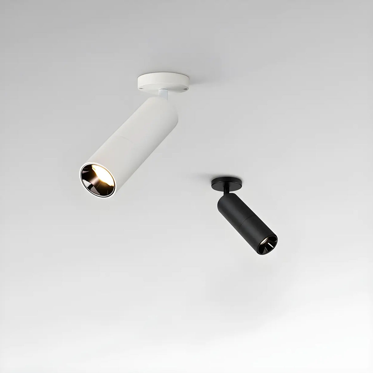 Black White Cylinder Aluminum Semi-Flush Mount Light Image - 1