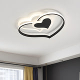 Black White Heart Shaped LED Flush Mount Ceiling Light Image - 1