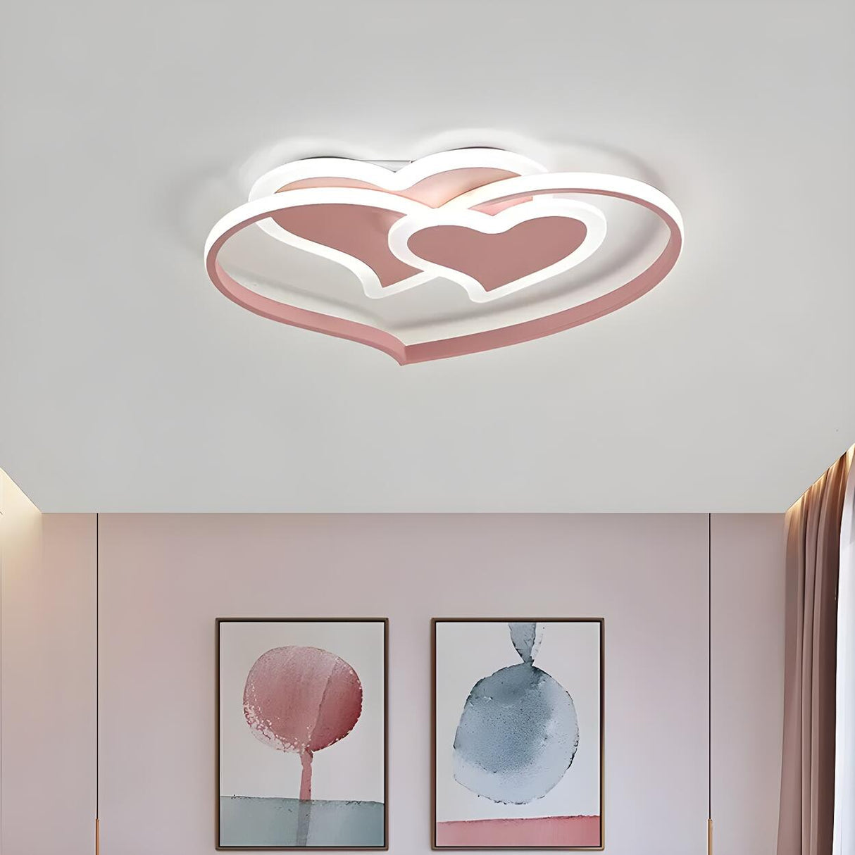 Black White Heart Shaped LED Flush Mount Ceiling Light Image - 6