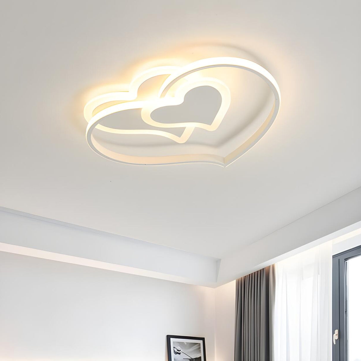 Black White Heart Shaped LED Flush Mount Ceiling Light Image - 8