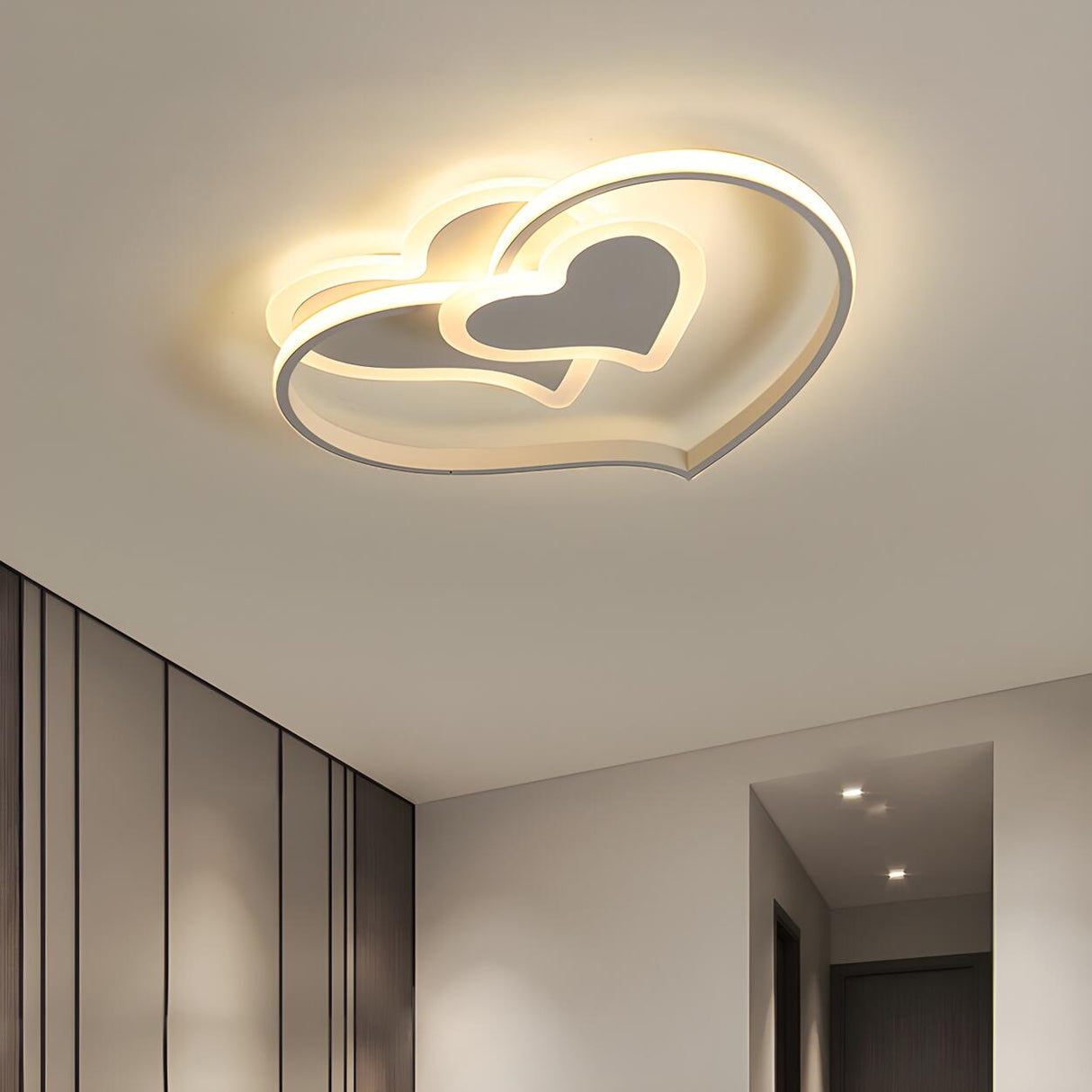 Black White Heart Shaped LED Flush Mount Ceiling Light Image - 9