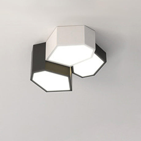 Black White Multi-Cube LED Flush Mount Ceiling Light Image - 2