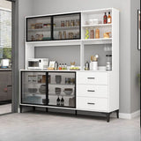 Black-White Pantry Hutch Wood Standard China Cabinets Image - 10