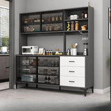 Black-White Pantry Hutch Wood Standard China Cabinets Image - 15