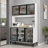 Black-White Pantry Hutch Wood Standard China Cabinets Image - 2