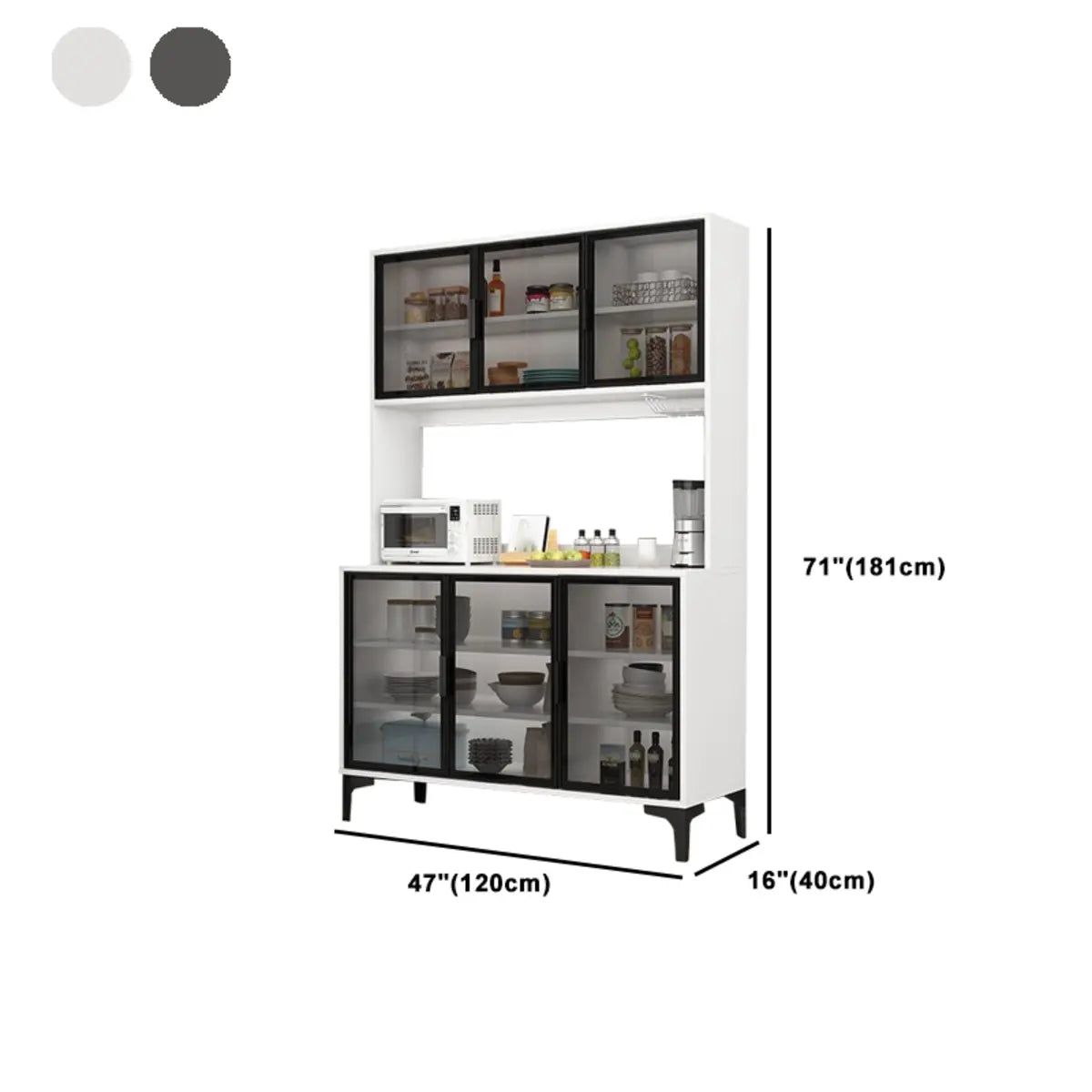 Black-White Pantry Hutch Wood Standard China Cabinets Image - 25