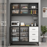 Black-White Pantry Hutch Wood Standard China Cabinets Image - 5