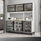 Black-White Pantry Hutch Wood Standard China Cabinets Image - 8