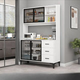 Black-White Pantry Hutch Wood Standard China Cabinets Image - 9