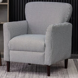 Black-White Plaid Cotton Flared Arm Four Legs Arm Chair Image - 1