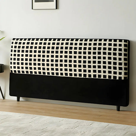 Black-White Plaid Rectangular Upholstered Headboard Image - 1