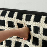 Black-White Plaid Rectangular Upholstered Headboard Image - 9