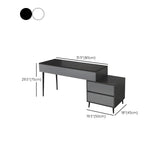 Black White Stone Rectangular Drawers Writing Desk #size