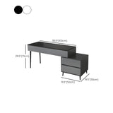 Black White Stone Rectangular Drawers Writing Desk Image - 14