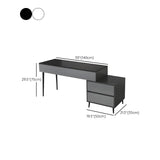 Black White Stone Rectangular Drawers Writing Desk Image - 16