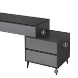 Black White Stone Rectangular Drawers Writing Desk Image - 8